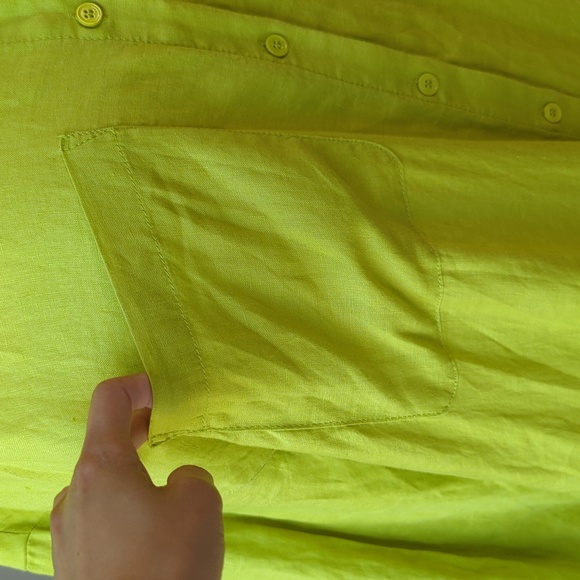 Zara Oversized Button Down 100% Linen Shirtdress Bright Green XL preppy summer - Picture 7 of 11